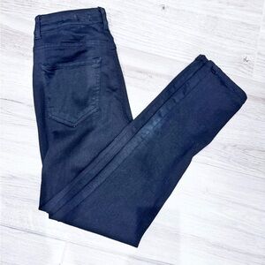 Women's Black Coated Button Fly Skinny Jeans